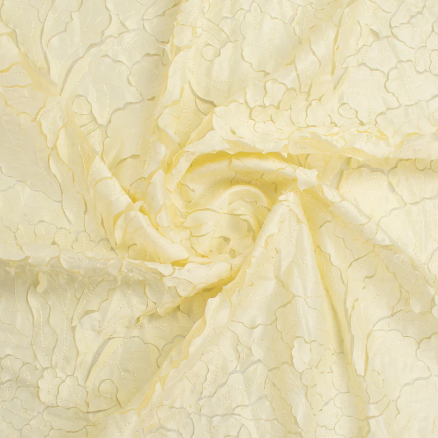 Satin Flower Applique on Tulle Cream - Image 4
