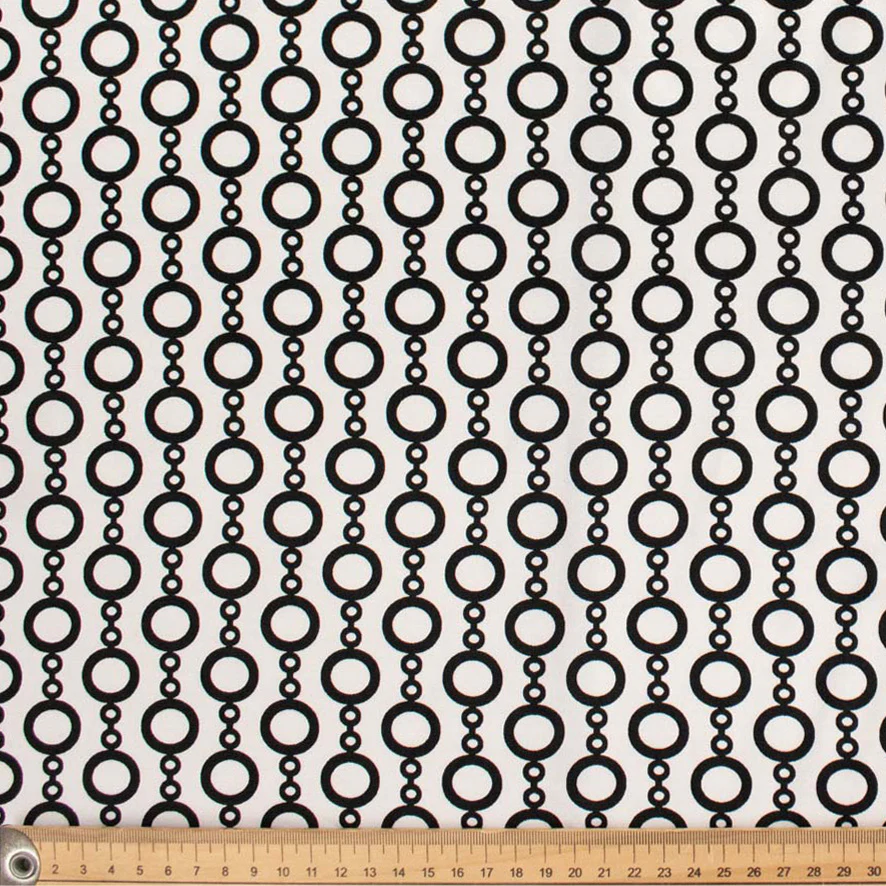 Satin Prints Design-210 Black Circles on White - Image 2