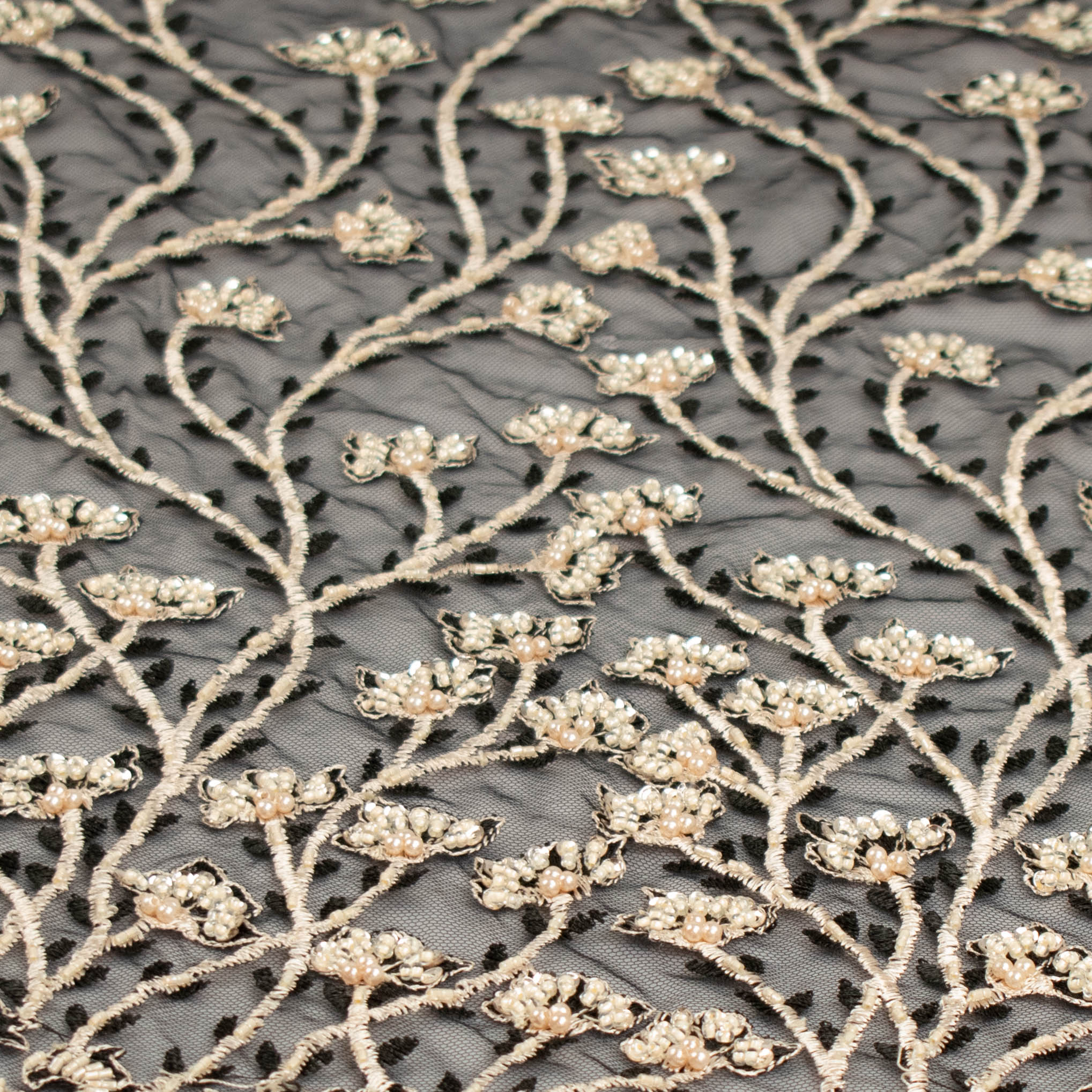Seed Pearl Sequin Chantilly Lace Cream - Image 4