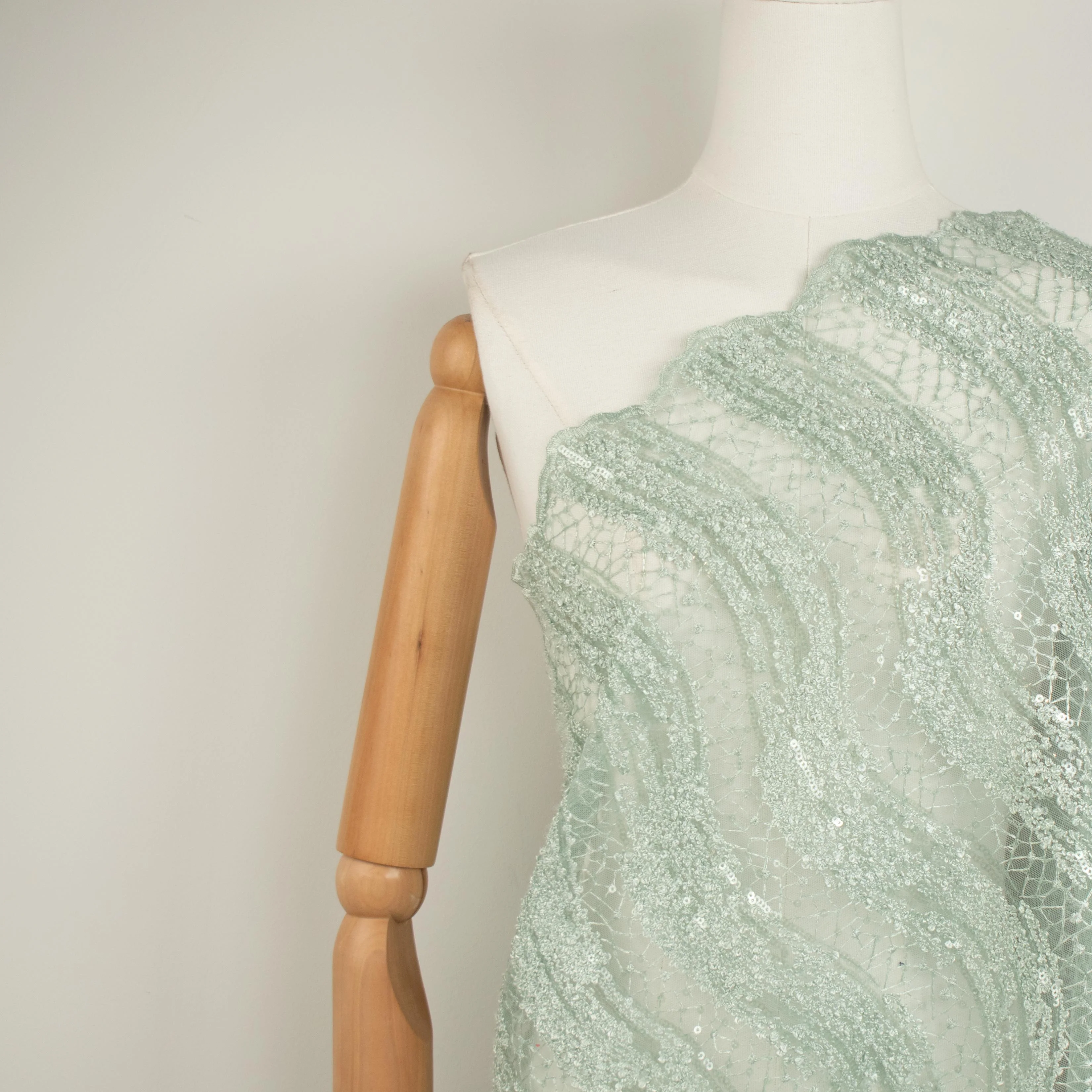 Sequin Boucle Lace Sage - Image 3