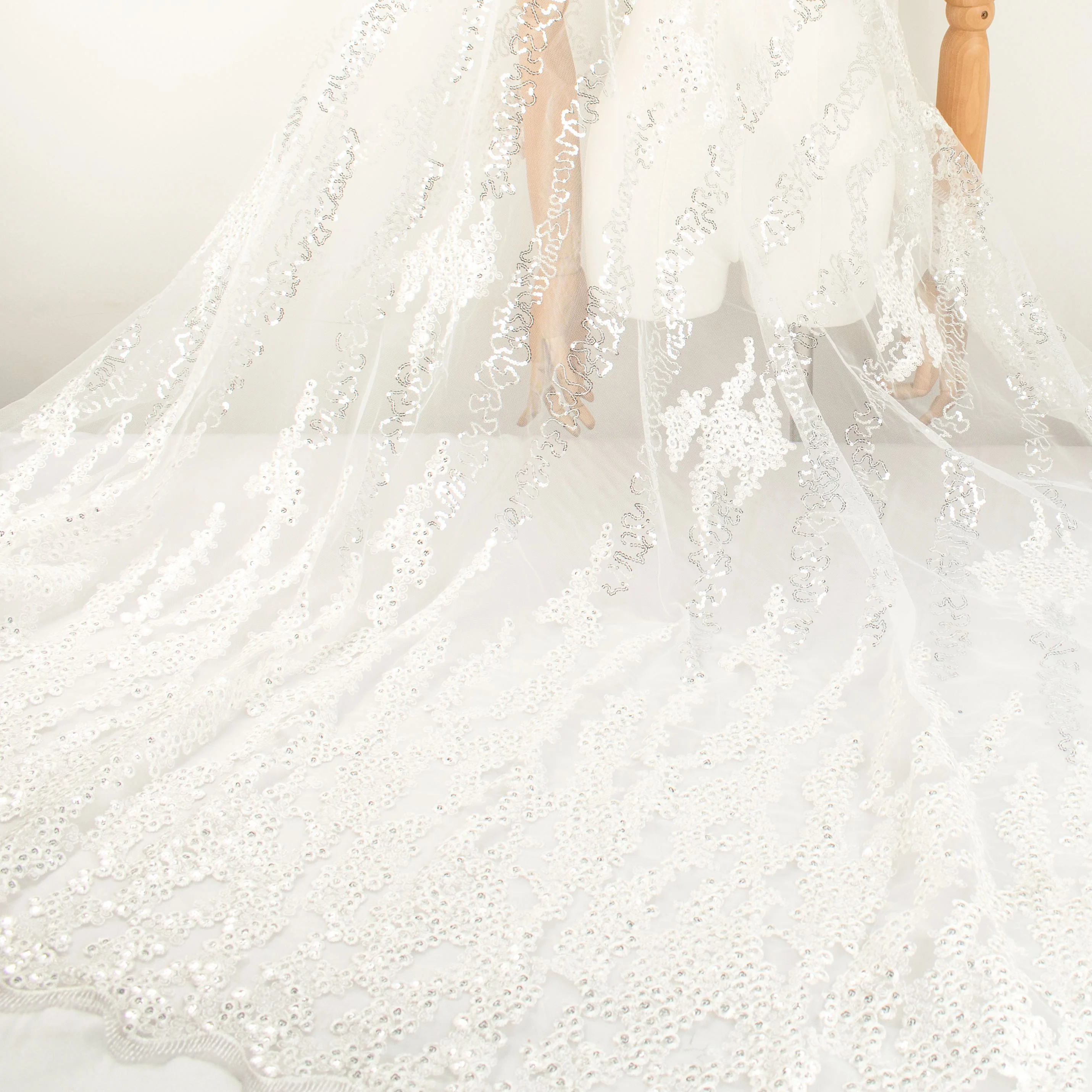 Sequin Embroidery Lace White - Image 4