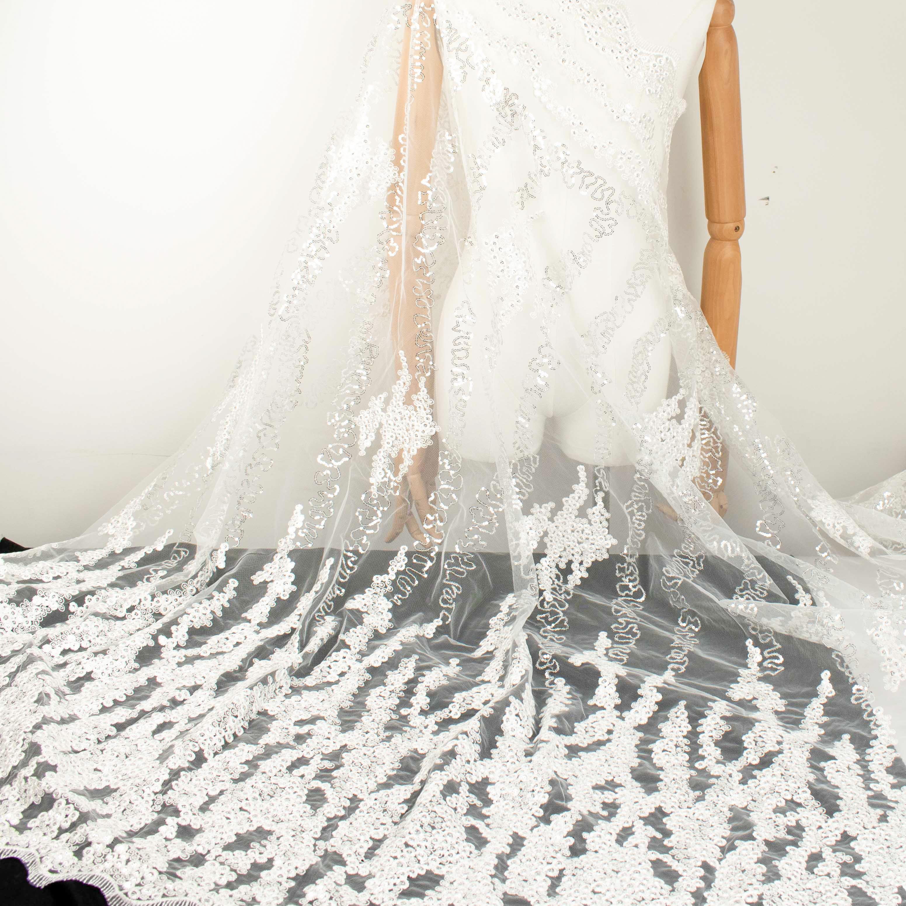Sequin Embroidery Lace White - Image 5