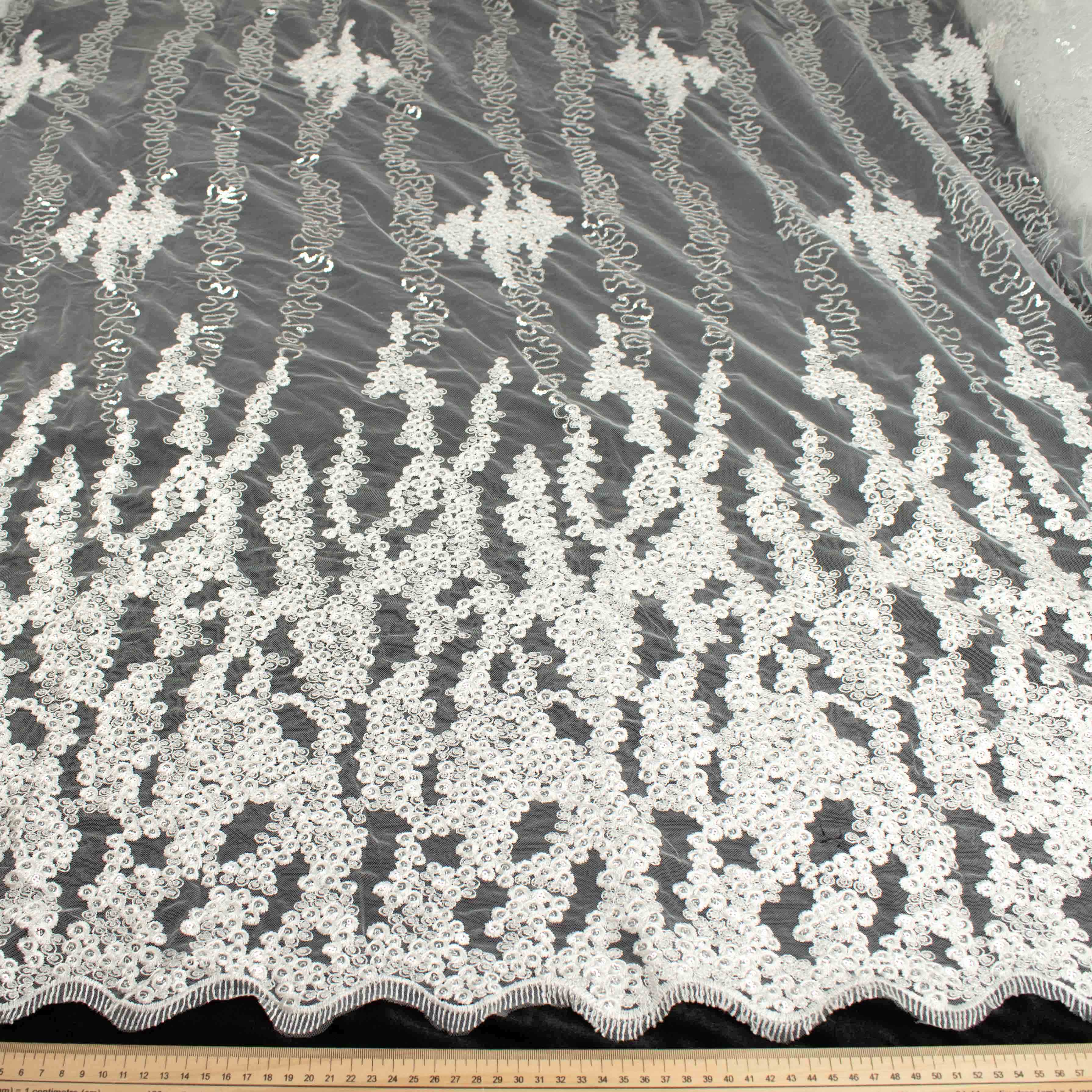 Sequin Embroidery Lace White - Image 7