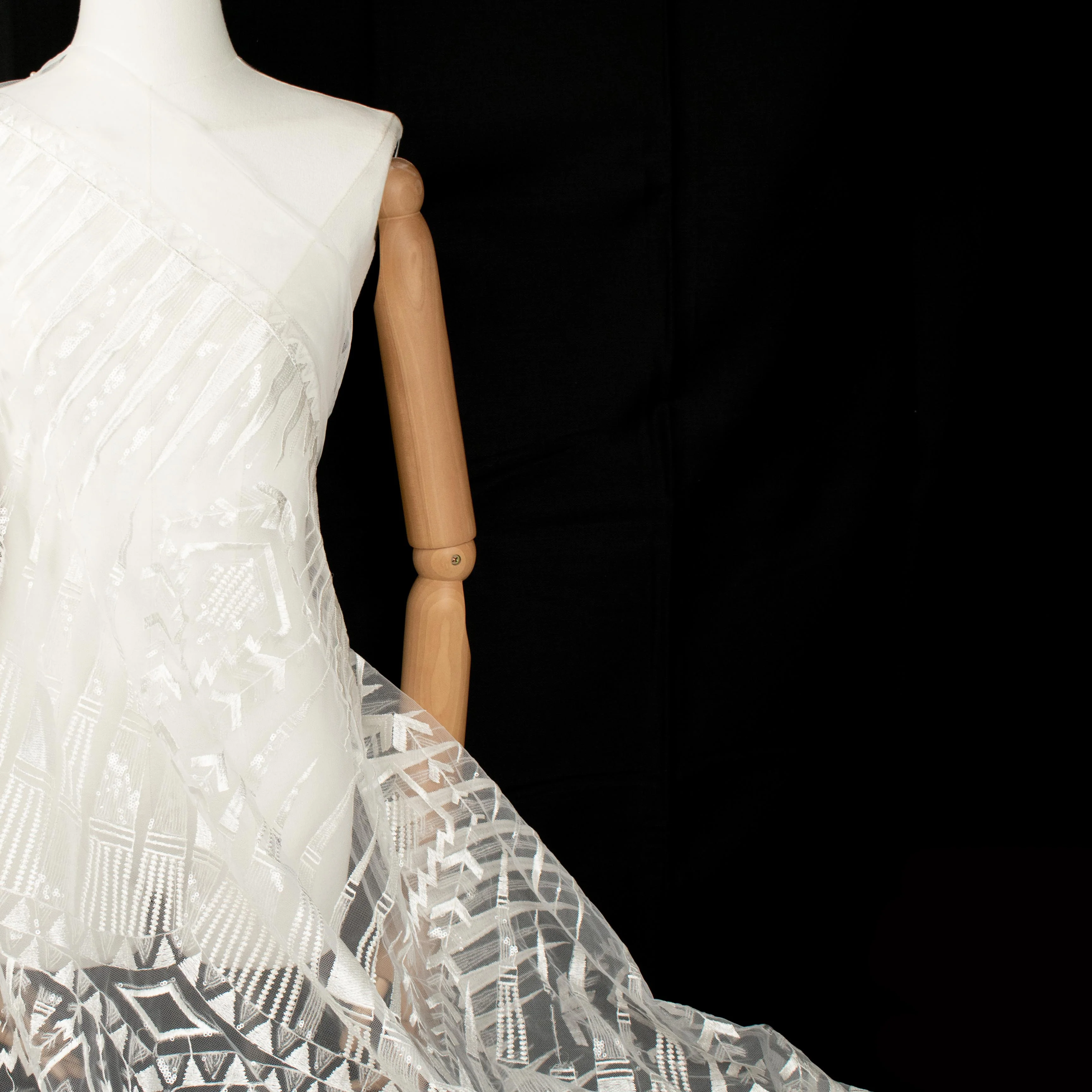 Sequin Geometry Embroidery Lace White Design-6 - Image 6