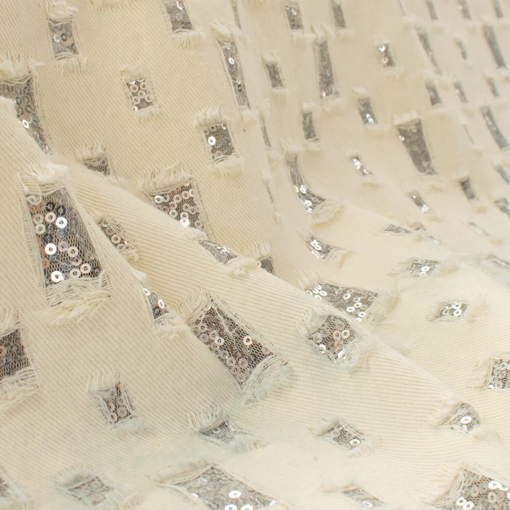 Sequin Mesh Cutout Denim - Image 10