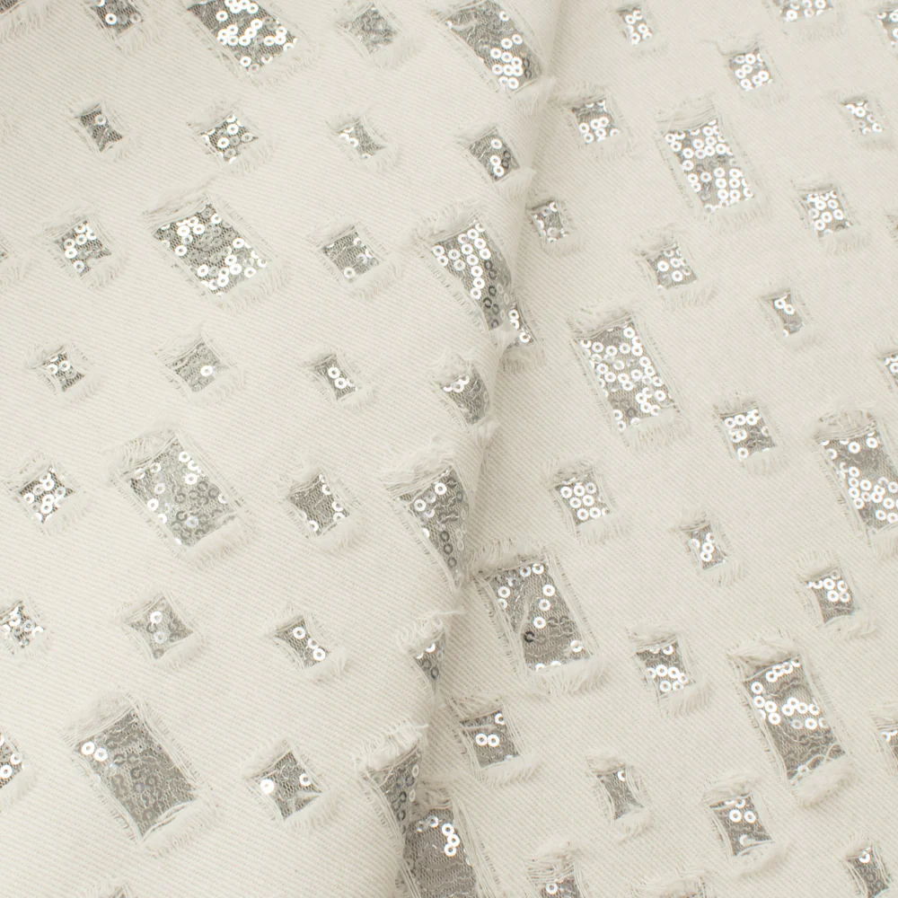 Sequin Mesh Cutout Denim - Image 3