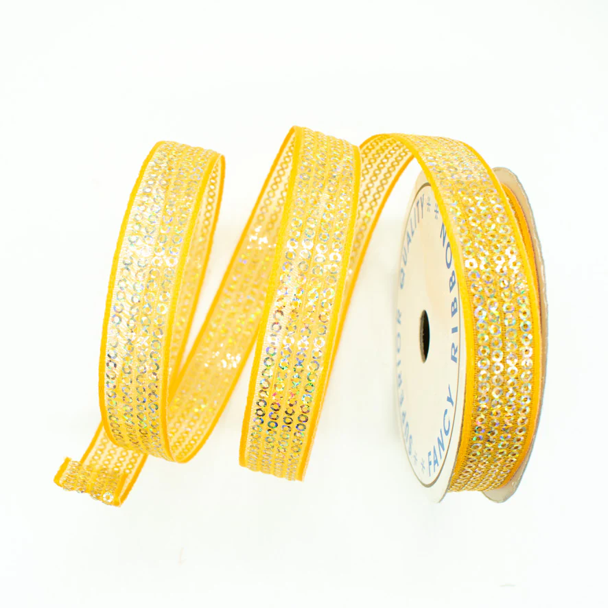 Sequins Embroidered Organza Ribbon-20mm - Image 7