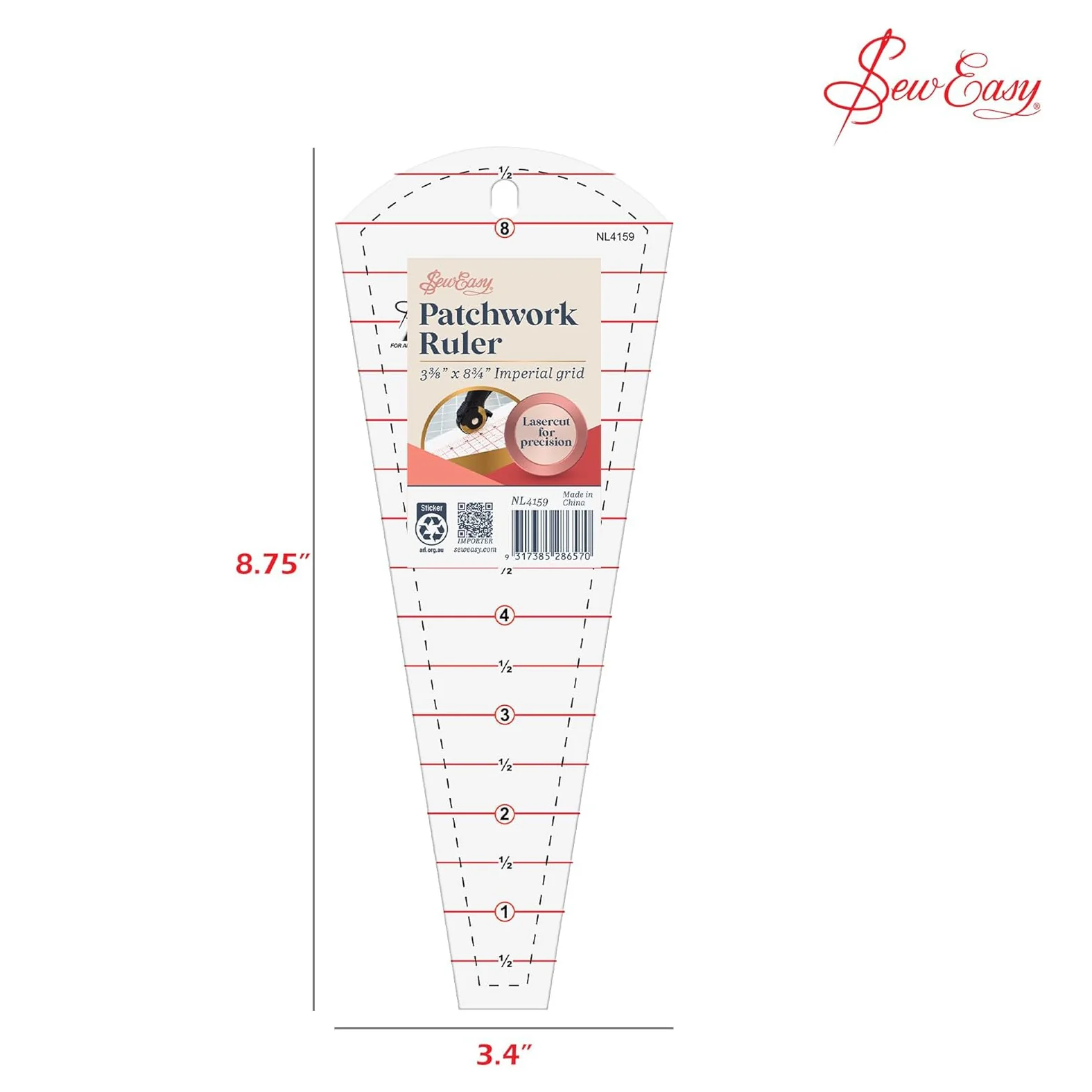 Sew Easy Quilting Patchwork Dresden Plate Ruler 3.37" x 8.75" - Image 3