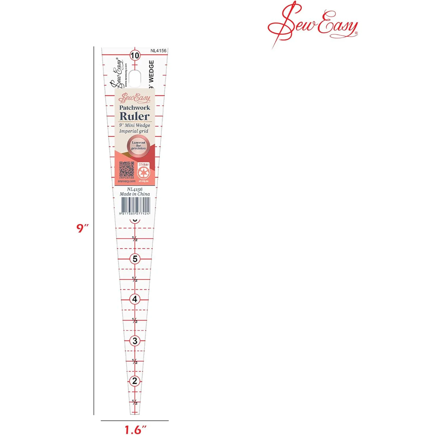 Sew Easy Triangle Mini Wedge Ruler 9 Degree 9" x 1.6" - Image 3