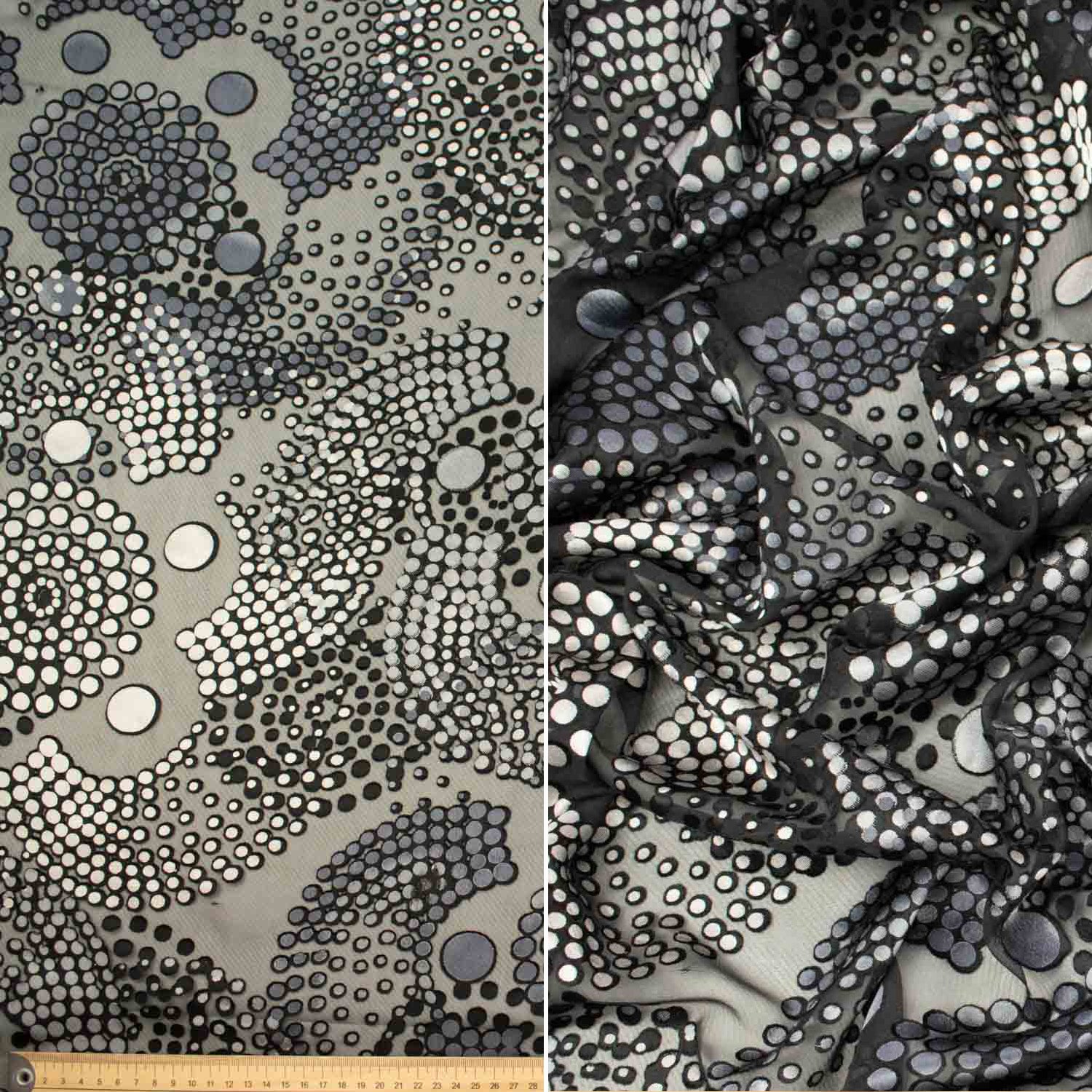 Luxurious Silver & Black Burnout Chiffon - Image 19