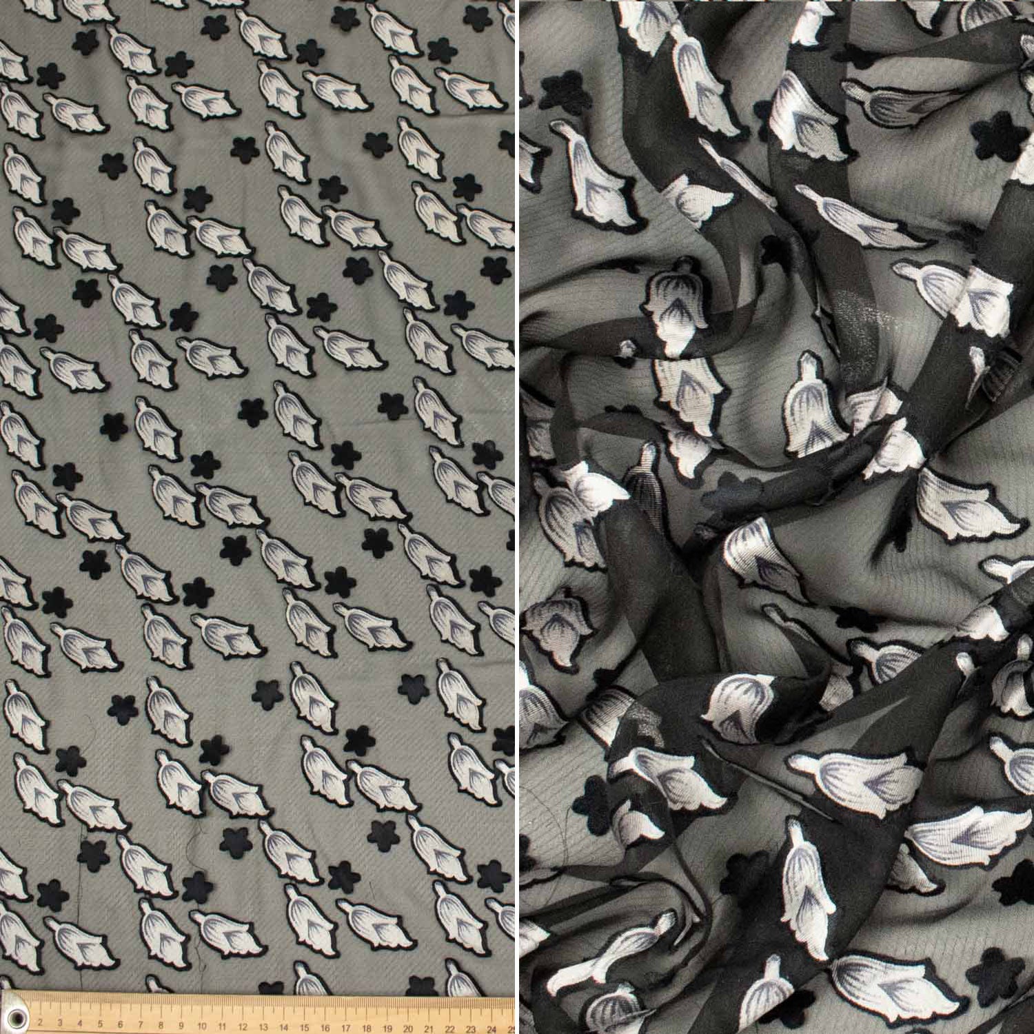 Luxurious Silver & Black Burnout Chiffon - Image 21