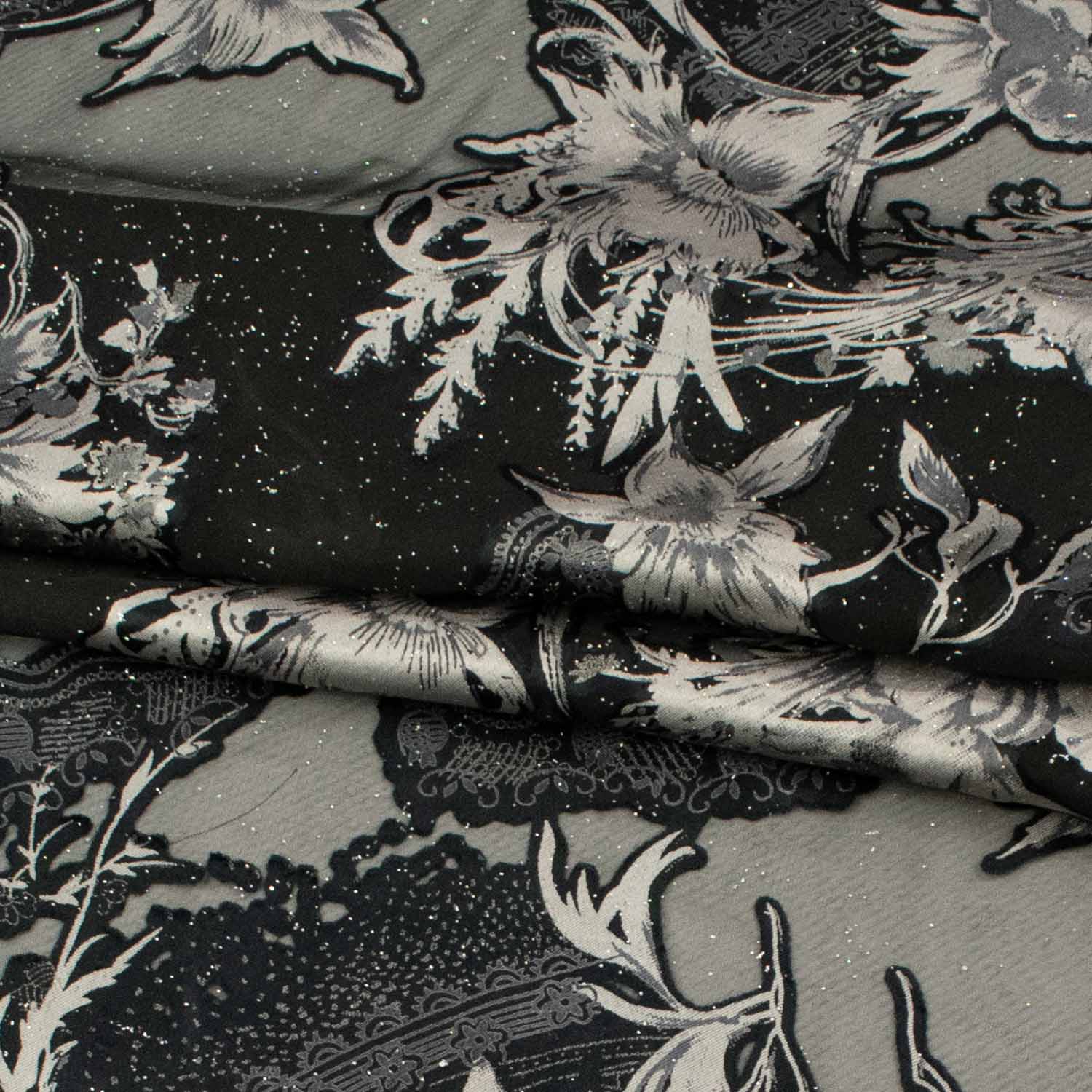 Luxurious Silver & Black Burnout Chiffon - Image 4