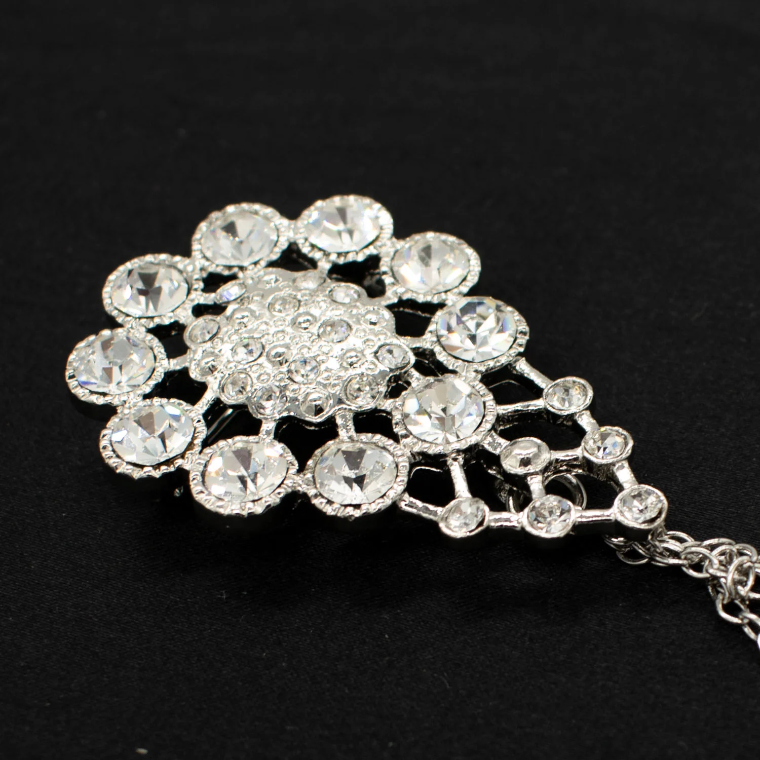 Silver Diamante Rhinestone Brooch - Image 4