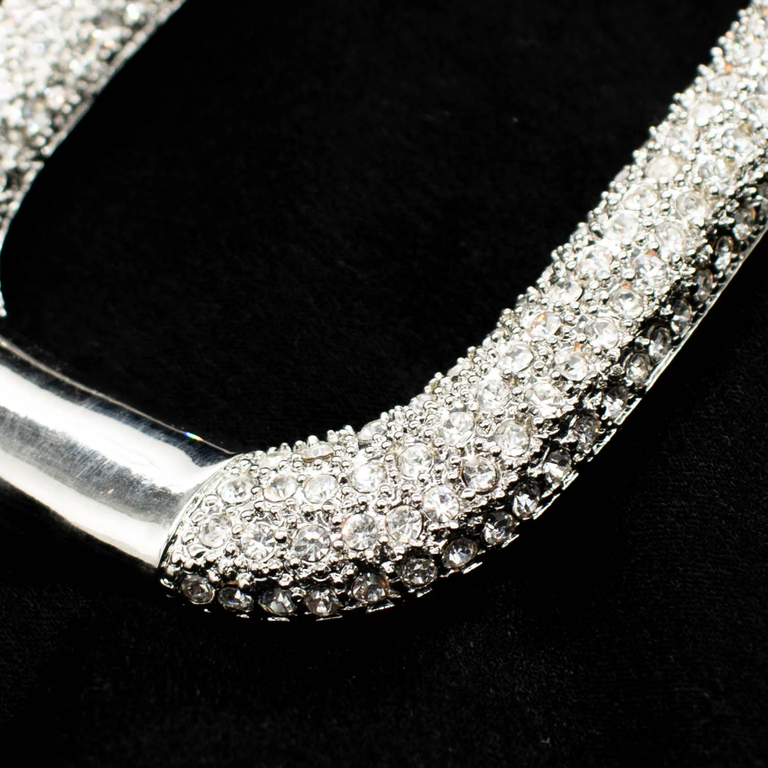 Silver Diamante Rhinestone Fashion Decor Large Oval Buckle - Image 2