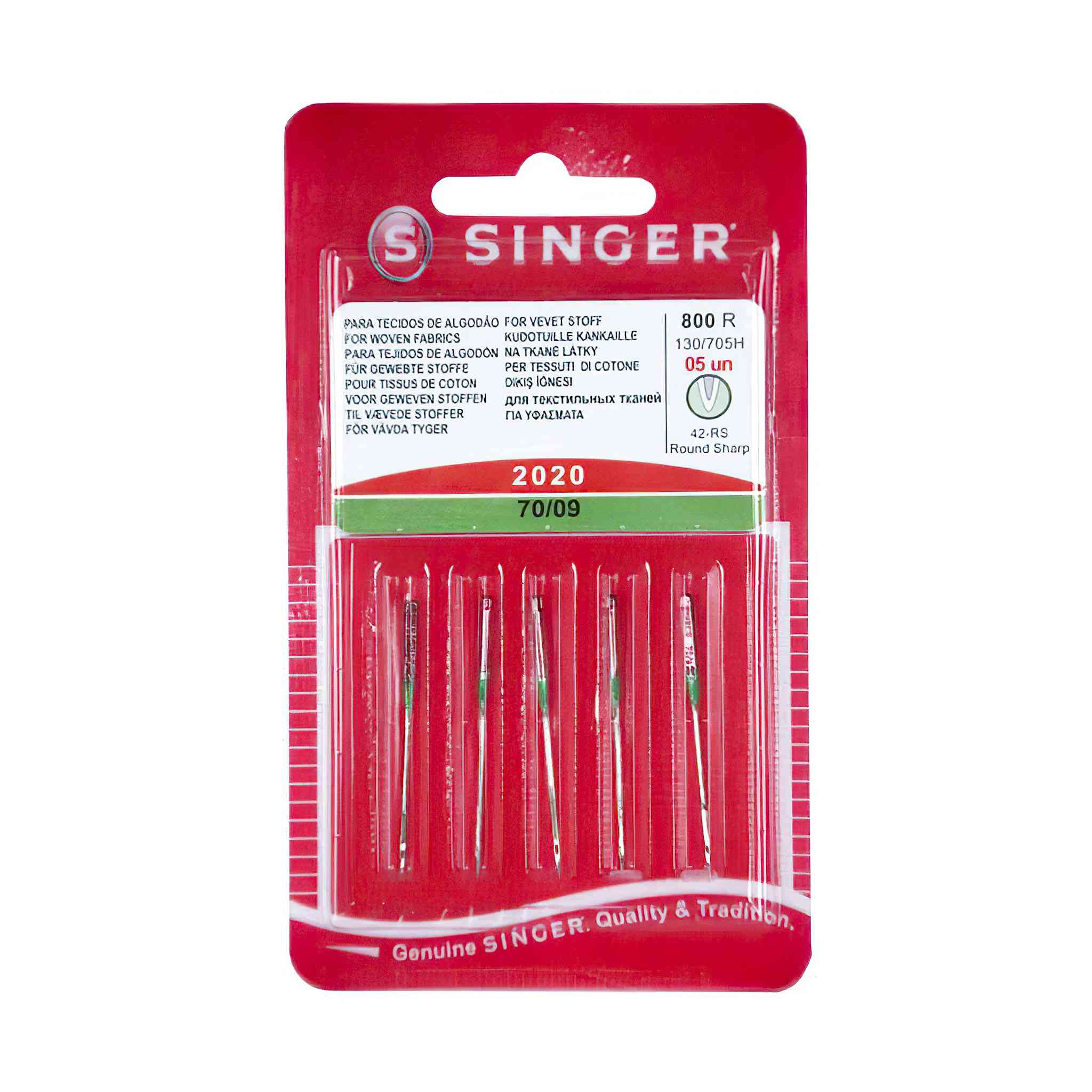 Singer Sewing Machine Needles 2020 Universal 70/09 - 5 Per Cassette