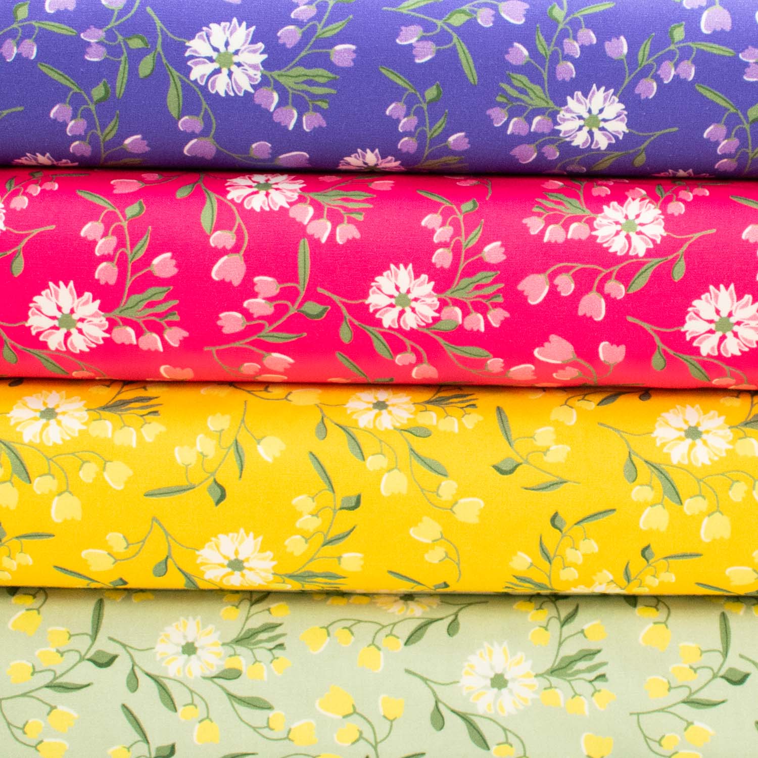 Spring Blooms Collection #07 Yellow Flowers & Leaves Cotton Prints - Image 2