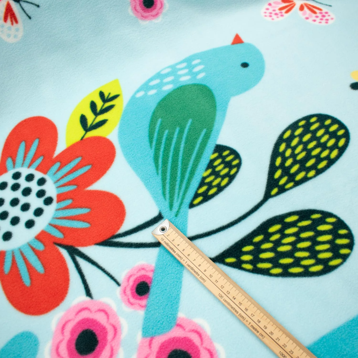Spring Flowers & Birds Printed Polar Fleece Design 14 - 1.28M Panel - Image 2