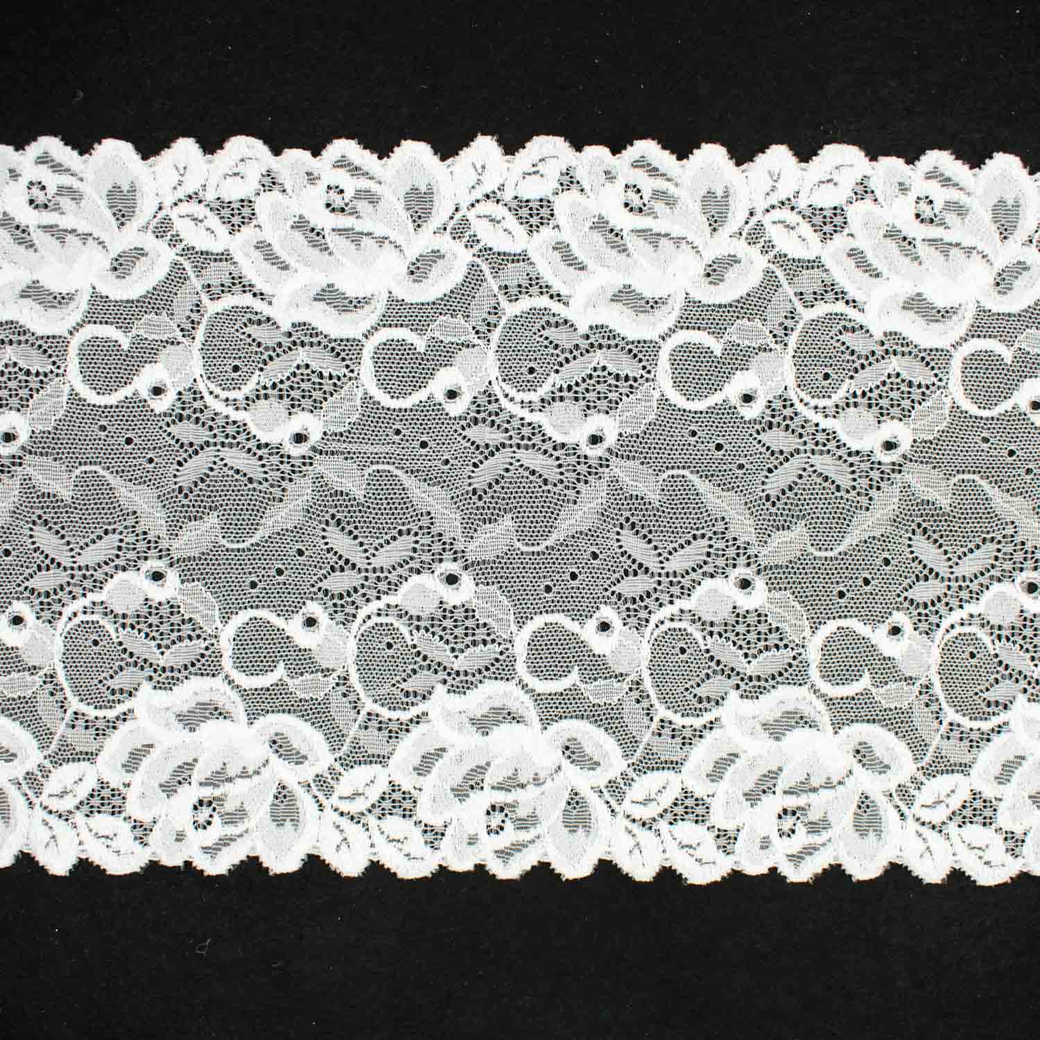 White Floral Stretch Raschel Lace Trim 160mm - Image 6