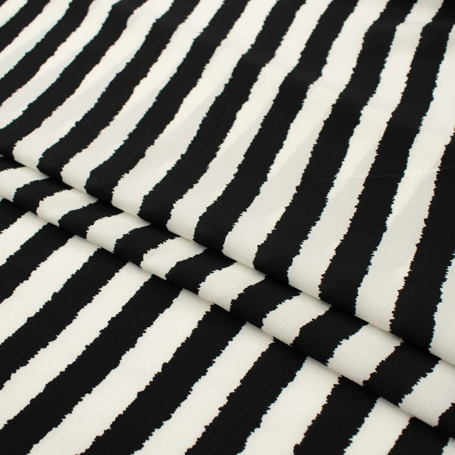 Stripe Printed Crepe Georgette White & Black - Image 2