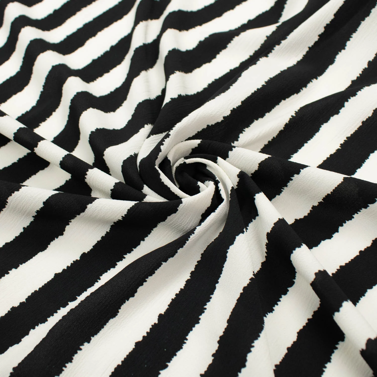 Stripe Printed Crepe Georgette White & Black - Image 3