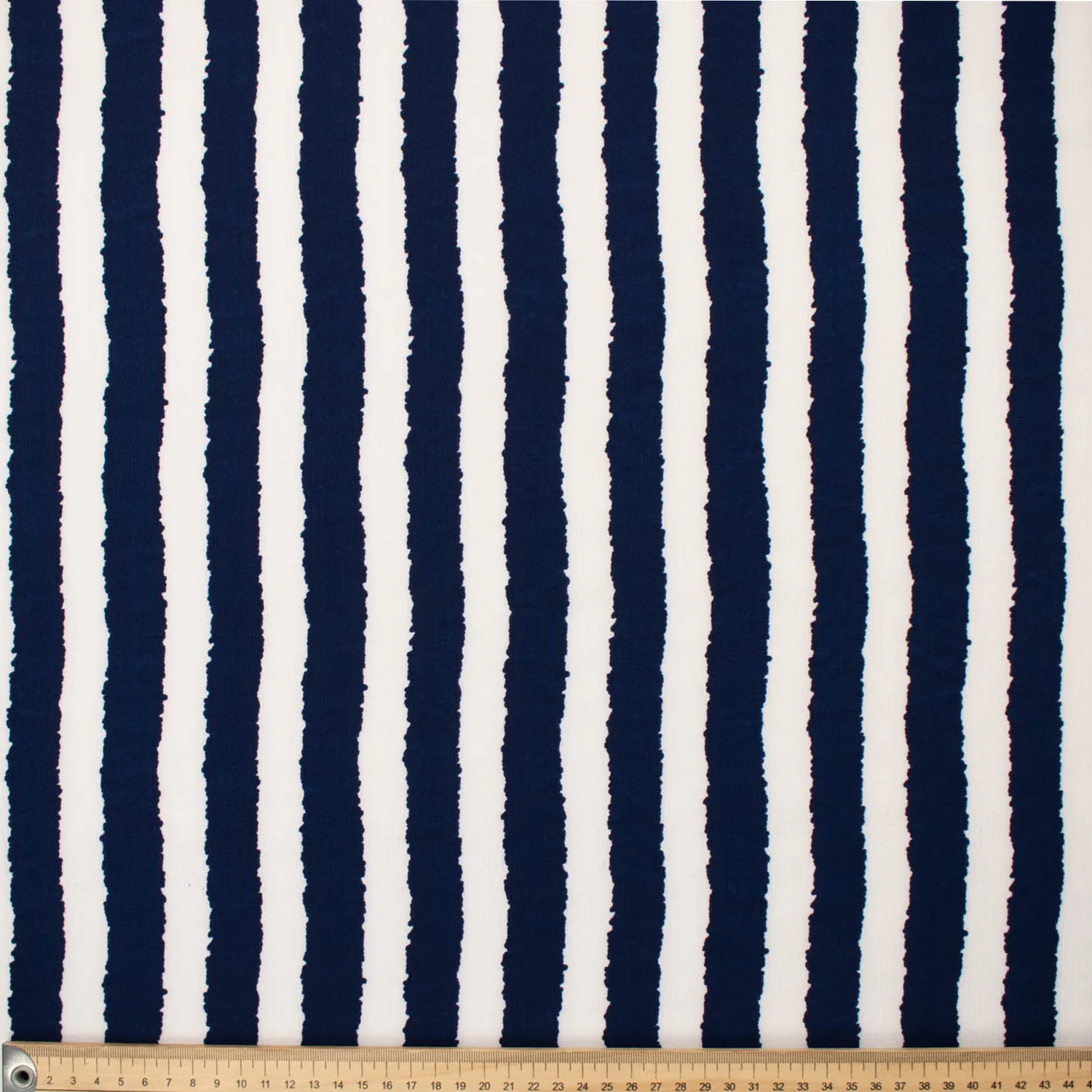 Stripe Printed Crepe Georgette White & Navy - Image 4