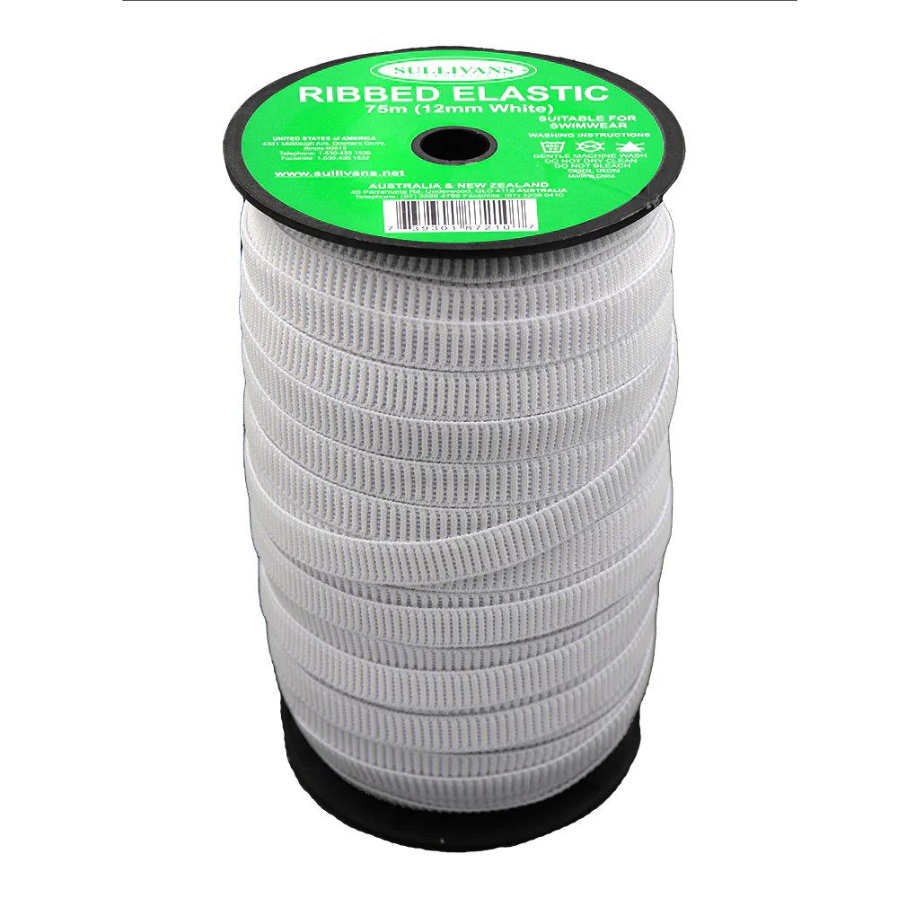Sullivans Ribbed Non-Roll Elastic 12mm White - Image 4