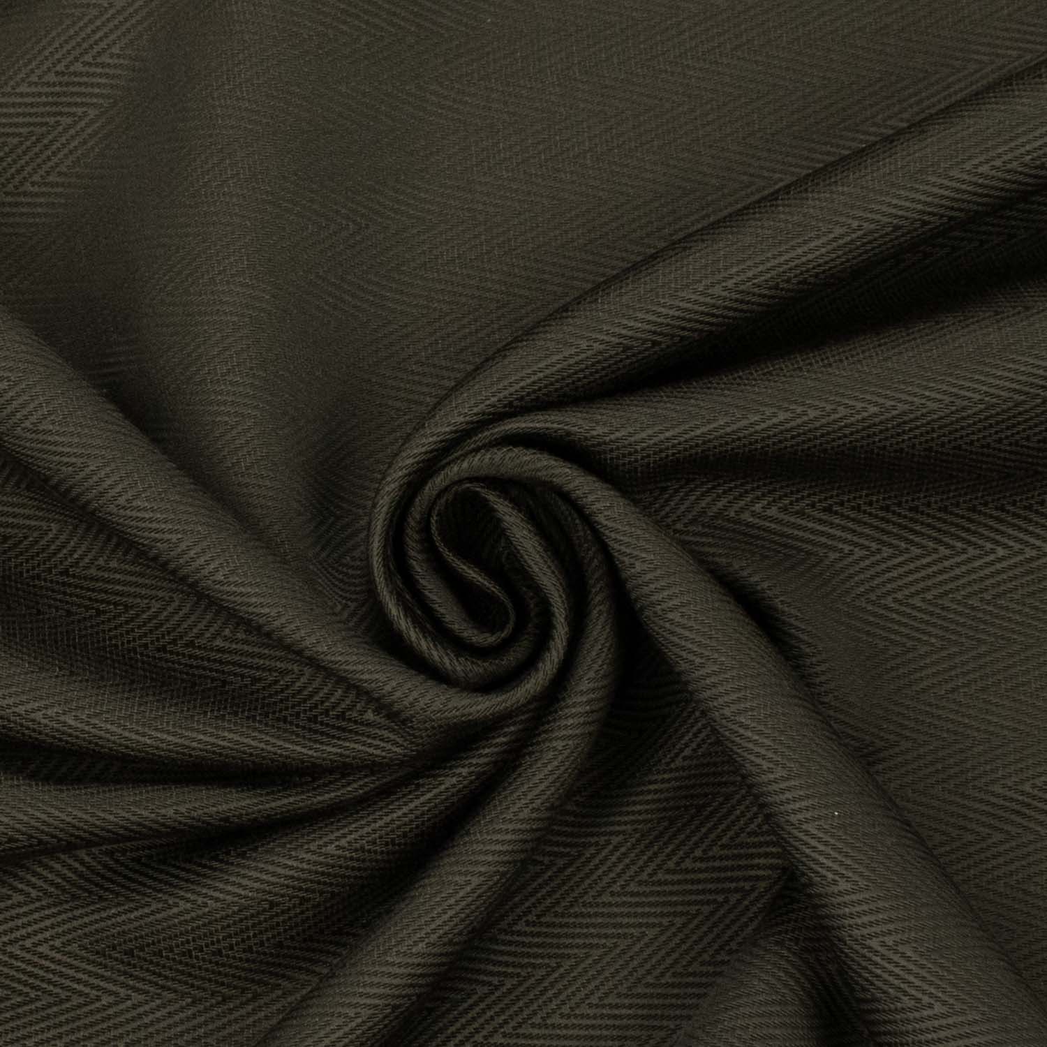 Turekish Curtaining/Upholstery Dark Brown Herringbone Jacquard - Image 2
