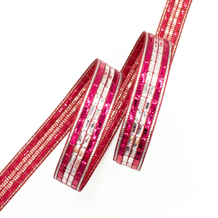 Two Tone Sequin Embroidered Ribbon-17mm - Image 2