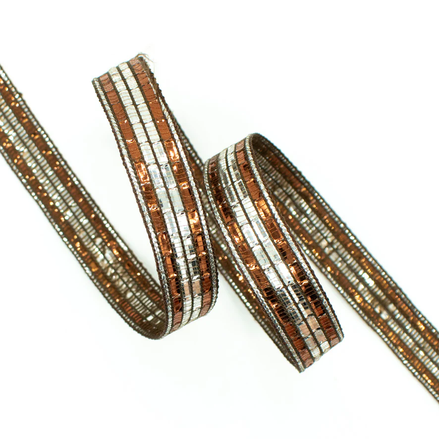 Two Tone Sequin Embroidered Ribbon-17mm - Image 3