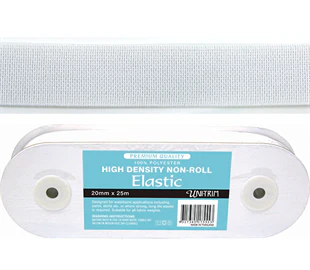 Uni-Trim Elastic High-Density Non-Roll - 20mm White
