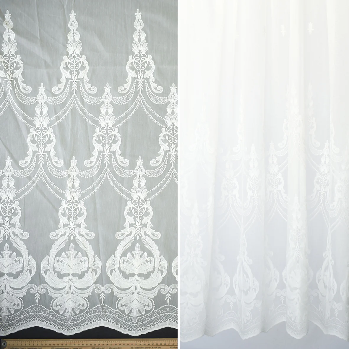 Versailles Collection Embroidered Curtaining Sheers Design-5 Baroque Lace Border - Image 2
