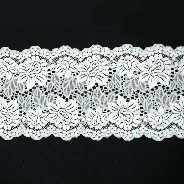 White Flowers Stretch Raschel Lace Trim 145mm - Image 2