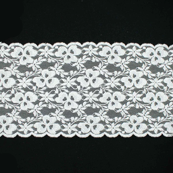 White Stretch Raschel Lace Trim 140mm - Image 2
