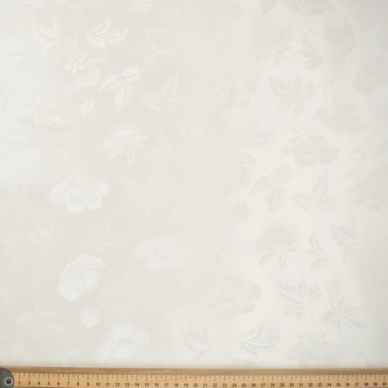 White Vines Tone on Tone Plastic Tablecloth Fabric - Image 3